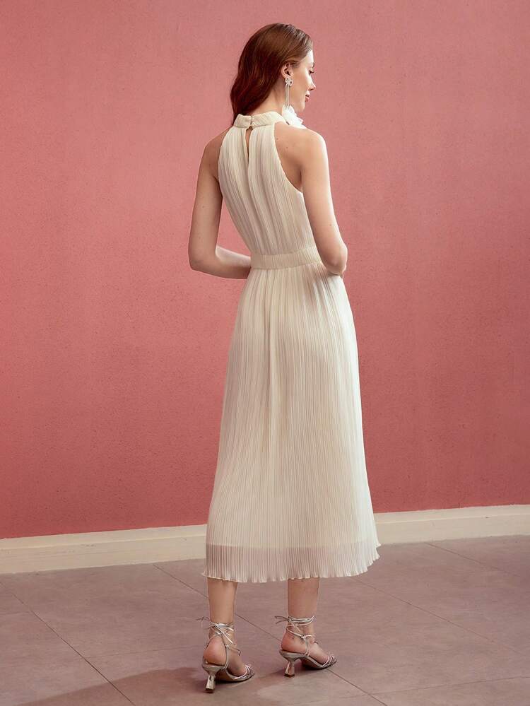 TEXTURED STEREO FLORAL DRAPED DRESS