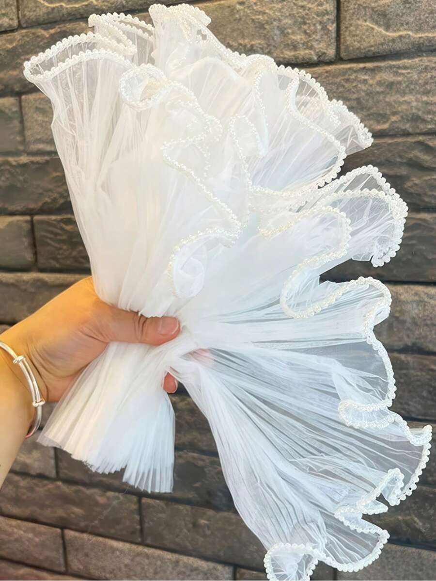 1/2roll Flower Wrapping Mesh Paper Valentine's Day Florist Supplies Wedding Birthday, Wrinkled Wavy Flower Wrapping Paper For Weddings, And Valentine's Day, Wrapping Paper, Tissue Paper, Flower Bouquet Supplies, Gift Wrapping Paper, Flower Wrapping Paper,