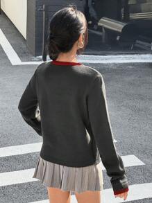 StreetHx Casual Versatile Colorblock 2 In 1 Cardigan Fall Cloth For Women - Multicolor - View 2