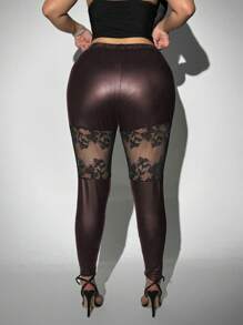 Viva Relle Leggings de grande taille en patchwork de dentelle pour l'été