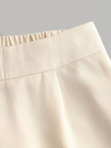 Girlism Conjunto de 2 piezas de chaqueta tipo blazer elegante color caqui y pantalón ancho holgado para niña adolescente, uso diario/casual de primavera/verano. Conjuntos de ropa casual diaria para niñas, ropa de mamá e hija, ropa escolar.