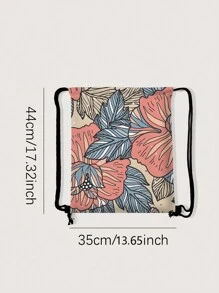 Allover Leaf Graphic Drawstring Backpack, Lightweight & Durable Small Backpack, Mini Backpack For Back To School & Travel - Multicolor - View 4