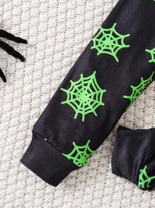 2 Peças Conjunto de Roupa Casual Brilha no Escuro para Menino Jovem, Top de Manga Longa e Calça Justa