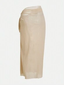 Swim Oasis 女士奢华玫瑰装饰优雅连体泳衣，带罩裙套装，适合夏季海滩度假 - 黑色 - 查看 4