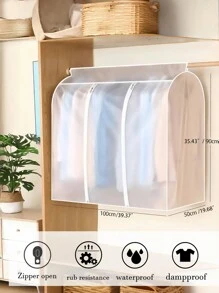 1 pieza Bolsa colgante transparente 3D lavable a prueba de polvo con doble cremallera para almacenamiento en el armario, protege del polvo y la humedad, decoración del hogar, otoño, festival de otoño, dormitorio