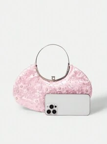 SHEIN Belle 时尚女士粉色手拿包，简约时尚休闲，适合日常使用 - 粉色 - 查看 3