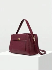 MOTF WOMEN'S FASHIONABLE SIMPLE COMMUTE TOP HANDLE BAG, VALENTINES, BEST MOTHER'S DAY GIFTS WOMEN, BUSINESS CASUAL WOMAN BAG PERFECT FOR OFFICE BUSINESS AND WORK , MUM GIFTS - Burgundy - View 3