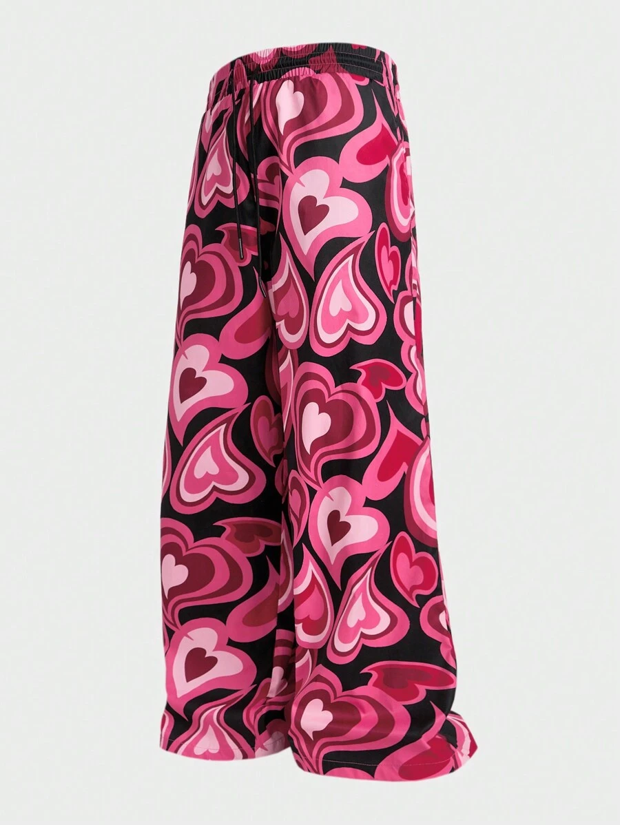 Manfinity RebelGame 大码男式宽松心形图案编织长裤