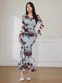 Modelyn 女士紧身性感鱼尾下摆长裙 长款晚礼服 - 彩色 - 查看 4