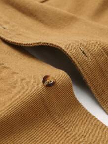Manfinity EMRG Men's Solid Color Front Button Long Sleeve Pocket Casual Loose Denim Shirt