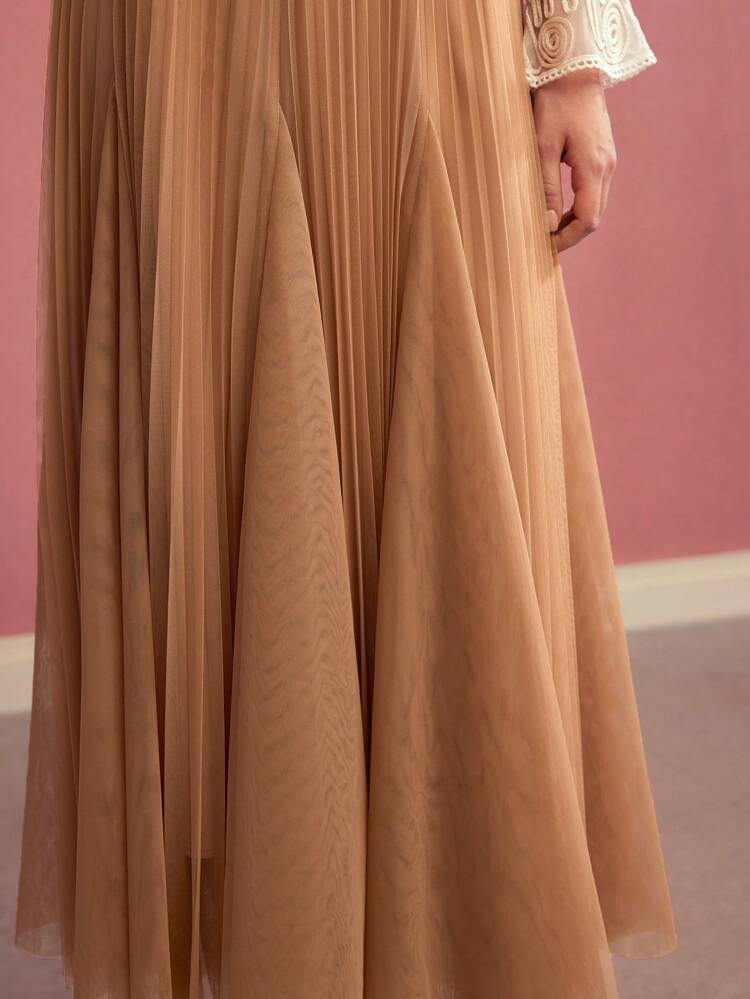 MESH PLEATED FLOWY SKIRT, FLARE FULL SKIRT,SPRING/SUMMER