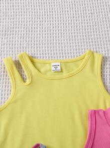 SHEIN 4pcs/Set Young Girl Ribbed Casual Tank Tops In Various Necklines For Spring