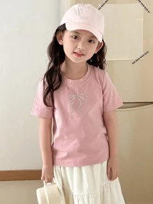 DAZY Young Girl Fall Clothes Young Girls Short Sleeve T-Shirt - Pink - View 3