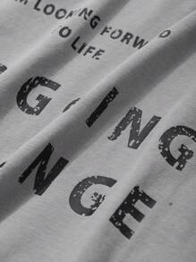 DAZY 男士基本款字母印花圆领短袖休闲T恤、图案T恤 - 綠色 - 查看 7