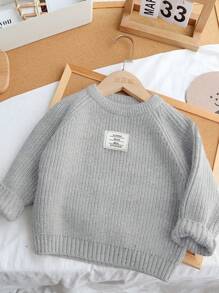 SHEIN Leap Crew 1pc Young Boys Casual College Style Comfortable & Practical Pullover Sweater, Soft Material, Suitable For Daily Wear, School, Outings, Sports, Autumn/Winter - Grey - View 1