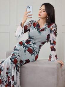 Modelyn 女士紧身性感鱼尾下摆长裙 长款晚礼服 - 彩色 - 查看 7