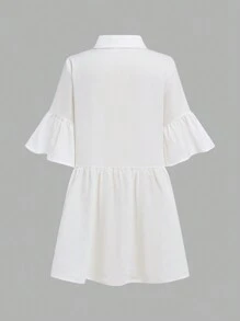 SHEIN Tween Girls Oversized Sporty Street Style Short Sleeve Shirt Dress