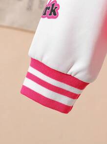 Girls' Cartoon Print Baseball Jacket, Simple Yet Stylish Design Fits Children Perfectly, Allowing Free Movement And Vibrant Liveliness, A Must-Have Versatile Piece In Their Wardrobe - Multicolor - View 5