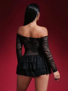 VaVaBold Damski koronkowy kombinezon, swobodny i modny do codziennego noszenia - Czarne - Zobacz 2