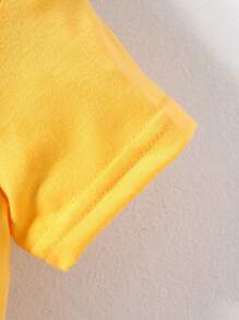 SHEIN Playful Pals Baby Boy Casual Cute Letter Print Daily Comfortable Versatile Short Sleeve Bodysuit, Summer - Yellow - View 4