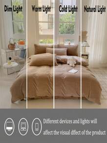 3 件咖啡水晶天鹅绒 1 件羽绒被套，2 件枕套套装，无填充物，可机洗 - 咖啡棕 - 查看 5