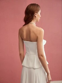 MOTF PREMIUM ÁO ỐNG PEPLUM RẮN - trắng - Xem 7
