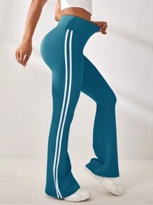 Core Rhythm Pantaloni sportivi donna a vita alta semplice, a patchwork di colore solido, a vita alta, con vita ampia