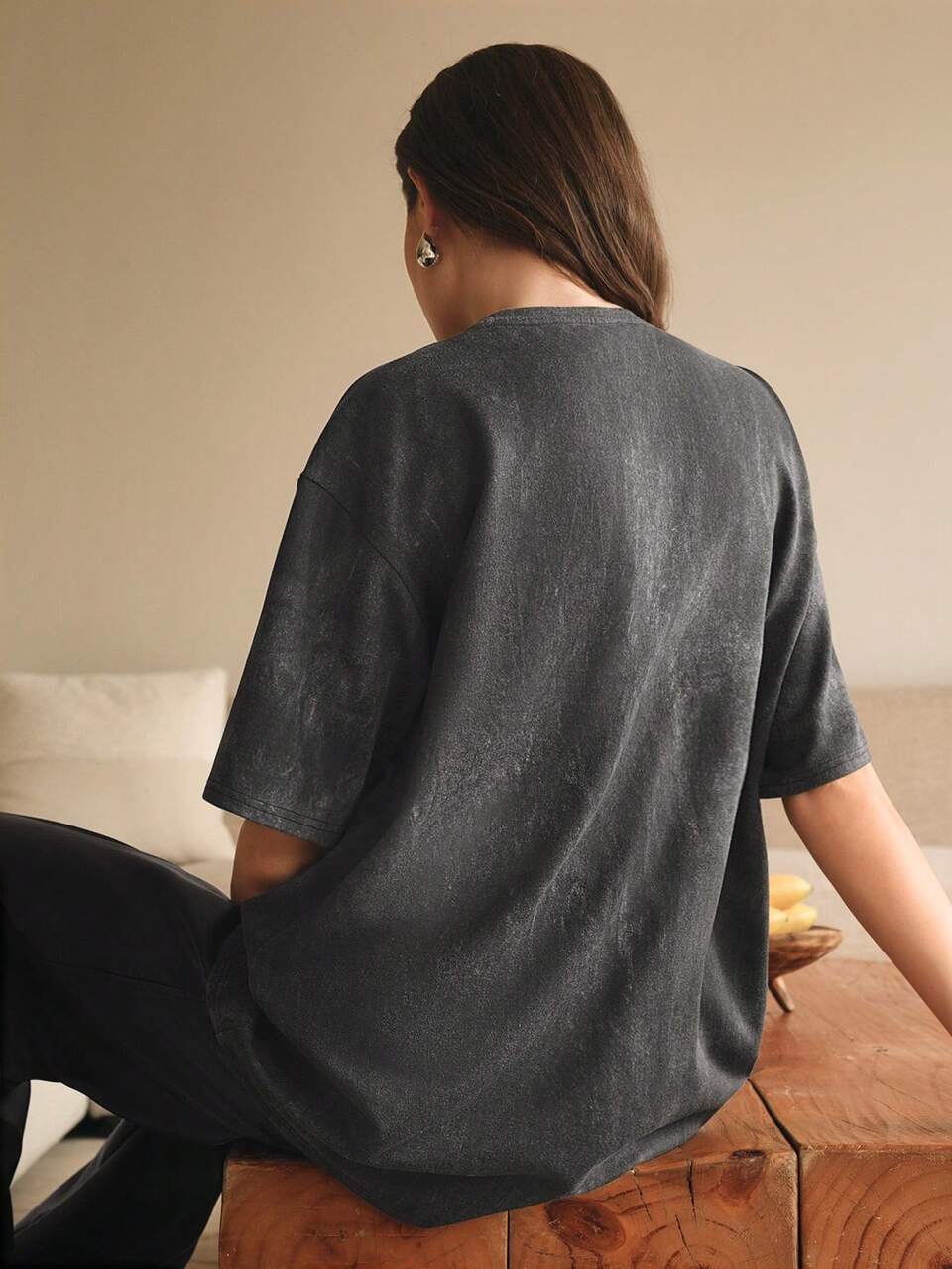 Anewsta Women Loose Oversized Embroidered Casual Classic Washed Heavy Crewneck Short Sleeve T-Shirt Top, Spring/Summer