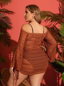SHEIN Swim Curve Plus Size Đơn Giản Thời Trang Thường Ngày Coverup Mùa Hè - màu nâu - Xem 2