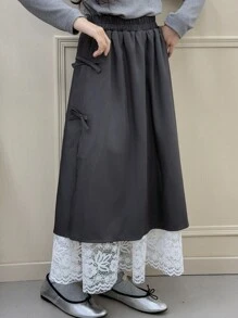 DAZY 秋季少女休闲半身裙 - 灰色 - 查看 7