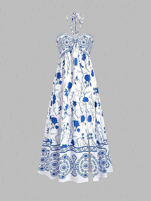 Sweetra Boho Style Spaghetti Strap Dress, Dopamine Inspired Beach Vacation Dress For Women, Summer Maxi Women Outfit