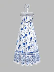 Sweetra 波西米亚风格细肩带连衣裙，多巴胺风格女士海滩度假连衣裙，夏季长款女士服装