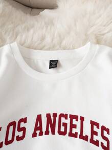 Comfortcana Plus Size Women 2pcs Set: Sweatshirt And Sweatpants - Red and White - View 6