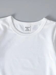 女宝宝纯色圆领短袖休闲连体衣 - 白色 - 查看 4