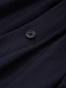 Dazy Plus Vestido elegante de talla grande, suelto, con cuello de corbata, de ajuste ceñido, con abertura lateral hasta la pantorrilla, vestido largo de manga larga para primavera/verano/otoño - Azul Marino - Ver 3