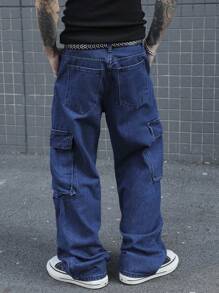 Manfinity EMRG Men's Simple Pocket Button Jeans, Casual Everyday Wear - Medium Wash - View 2