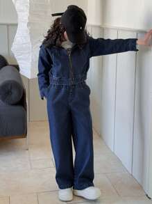 Dazy Kids Completo in denim per ragazze adolescenti - Blu lavato scuro - Visualizzare 1