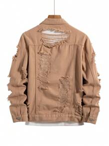 Manfinity Homme 男士休闲牛仔夹克，纯色，简约时尚，日常穿着，秋季款