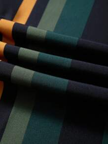 SHEIN LUNE Plus Size Striped Elastic Waist Casual Long Pants, Everyday Wear