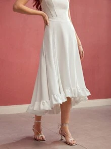 MOTF PREMIUM RUFFLE HEM DRAPED SKIRT
