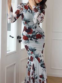 Modelyn 女士紧身性感鱼尾下摆长裙 长款晚礼服 - 彩色 - 查看 1