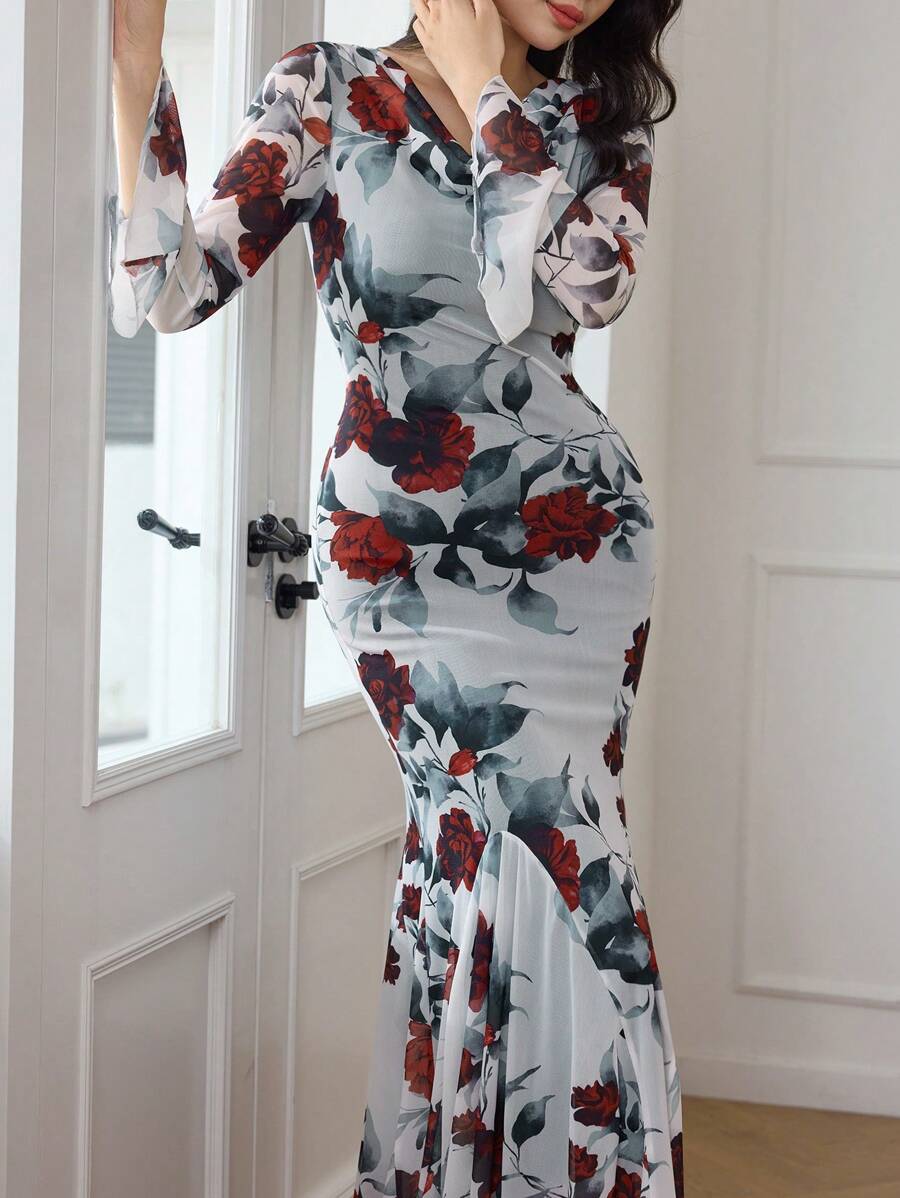 Modelyn 女士紧身性感鱼尾下摆长裙 长款晚礼服 - 彩色 - 查看 1