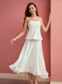 MOTF PREMIUM ÁO ỐNG PEPLUM RẮN - trắng - Xem 5