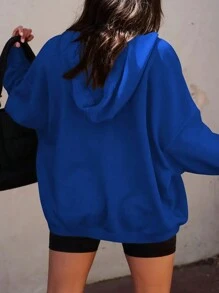 SHEIN EZwear Plus Size Effen Kleur Losse Fit Hoodie