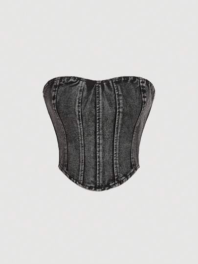 SHEIN 女士休闲洗水牛仔吊带背心