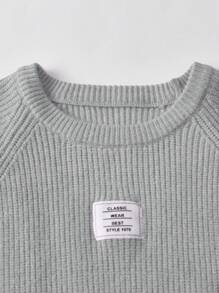 SHEIN Leap Crew 1pc Young Boys Casual College Style Comfortable & Practical Pullover Sweater, Soft Material, Suitable For Daily Wear, School, Outings, Sports, Autumn/Winter - Grey - View 4