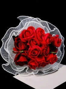 1/2roll Flower Wrapping Mesh Paper Valentine's Day Florist Supplies Wedding Birthday, Wrinkled Wavy Flower Wrapping Paper For Weddings, And Valentine's Day, Wrapping Paper, Tissue Paper, Flower Bouquet Supplies, Gift Wrapping Paper, Flower Wrapping Paper,