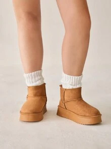 CUCCOO CURVES Plus Size & Width Thick Sole Fashion Warm Snow Boots, Autumn/Winter