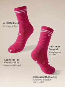 GLOWMODE 3 Pairs Cotton Vintage Striped Socks Soft Ventilated Mesh With Jacquard Logo Workout Daily Casual