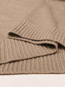 SHEIN Plus Size Casual Solid Color Shawl Collar Sweater, Autumn And Spring, For Winter